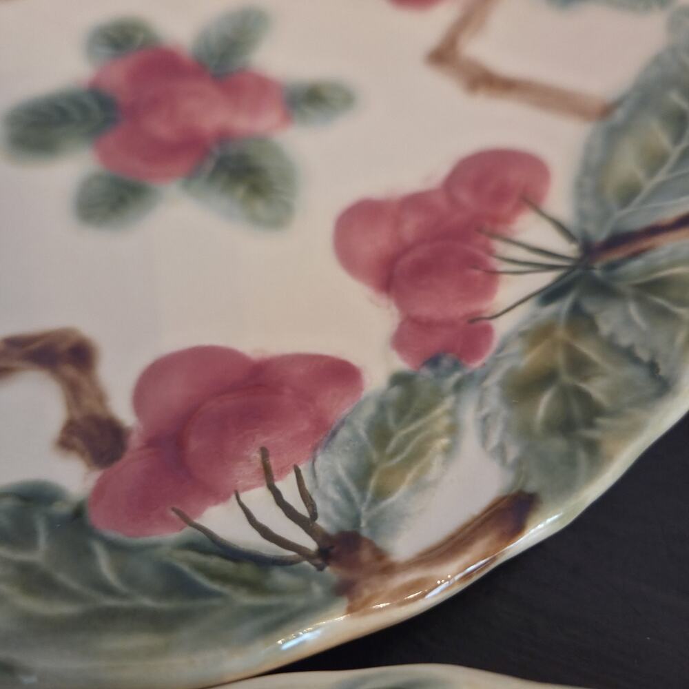 Vintage FFAS France Majolica Cherry Plates Set 6 Faience d’Art de la Sorgue - Picture 11 of 12